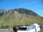Clinoforms of the Capitan Limestone margin exposed in the Guadalupe Mountains. The carbonate basin margin slope of Permian Delaware Basin of West Texas was unstable and shed carbonate conglomerates and debris flows into the proximal basin outcropping as ledges in the valley wall. A mix of unstable carbonate and clastics were shed from basin margin at onset of lowstands into the deeper basin.